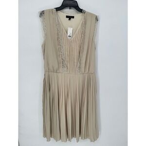 Banana Republic Beige Lace Pleated Midi Dress
